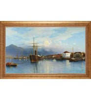 Çerçeveli Paspartulu Manzara Tablo bm1555 (Gold)
