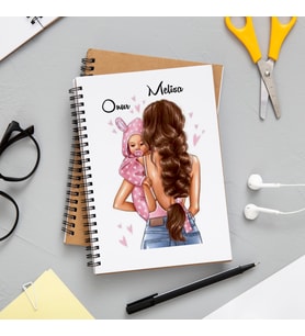 Anne - Kız Baskılı Defter Kişiye Özel