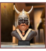 El yapımı Viking savaşçısı Ragnar büstü –benzersiz heykel, şık bir parça –Mükemel orijinal tasarım (Turuncu)