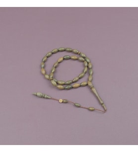 Yeşil Plesenk Ağacı Usta İşi İmzalı Beyzi Kesim 6.5x12mm Tesbih