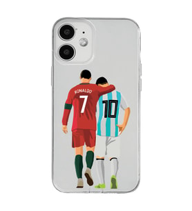 Iphone 12 Uyumlu Lionel Messi ve Cristiano Ronaldo Desenli Şeffaf Telefon Kılıfı