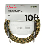 Fender 0990810176 Professional Enstrüman Kablosu (3m - Woodland Camo) Orman Kamuflaj Deseni Düz Uçlu ve Spiral Korumalı Dayanıklı Yapı