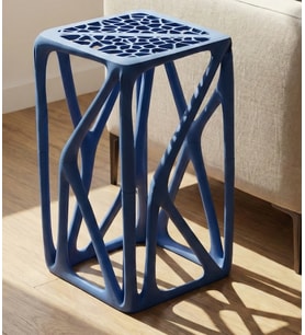 Mimari Voronoi Tasarım Yan Sehpa - 3D Baskı Organik Formlu Modern Tabure ve Obje