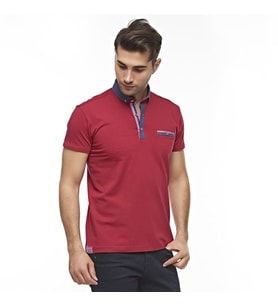 Erkek Baskılı Kısa Kollu  Polo T-shirt (Kırmızı)