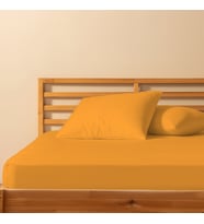 %100 Pamuklu Çift Kişilik Lastikli Çarşaf 160x200+30  50x70 Yastık Kılıfı ( 2 Adet ) (Turuncu)