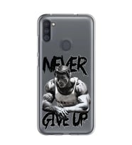 Samsung Galaxy M21 Uyumlu Arnold Fitness Never Give Up Desenli Şeffaf Telefon Kılıfı