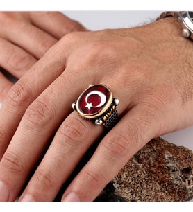 Ayyıldız Model Mineli 925 Ayar Gümüş Yüzük