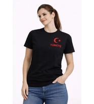 TÜRKİYE Ay Yıldız Baskılı Taraftar Forma T-Shirt - Siyah