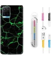 Vivo Y11S Y21S Y20 Y20S Y70 Kılıf Kablo Koruma Spiral Silikon Yeşil Şerit Mermer 1320