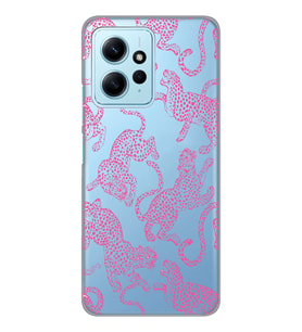 Redmi Note 12 4G Uyumlu Pembe Leopar Desenli Şeffaf Telefon Kılıfı