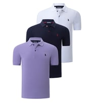 ÜÇLÜ SET T8561 DEWBERRY ERKEK T-SHIRT-LACİVERT-BEYAZ-LİLA (Karışık)