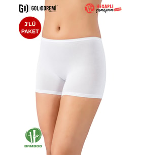 Gd Goldoremi 3500 Premium Kadın 3'lü Nefes Alabilen Bambu Kumaş İz Yapmaz Boxer Siyah-Beyaz-Ten