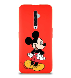 Oppo Reno 2Z Soft Premier Kapak Mickey Mouse-D Tasarımlı Silikon Kılıf - Kırmızı (Şeffaf)