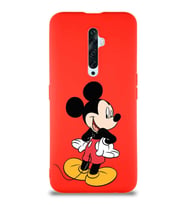 Oppo Reno 2Z Soft Premier Kapak Mickey Mouse-D Tasarımlı Silikon Kılıf - Kırmızı (Şeffaf)