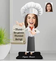 Kişiye Özel Aşcı Kadın Ahşap Biblo-3
