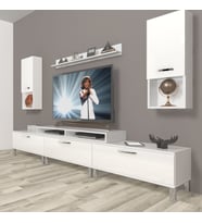 Decoraktiv Ekoflex 270DA Mdf Krom Ayaklı Tv Ünitesi Tv Sehpası - Parlak Beyaz