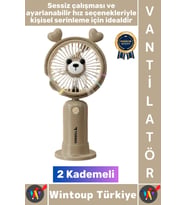 #Vantilatör Kompakt Sessiz Yoğun Üflemeli 2 Kademeli Şarjlı Sevimli Ayıcıklı Mini El Fanı Vantilatör