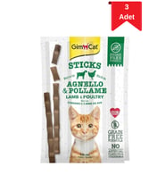 GimCat Sticks Kuzulu ve Tavuklu Kedi Ödül Çubuğu 20 Gr X 3 Adet (STD)