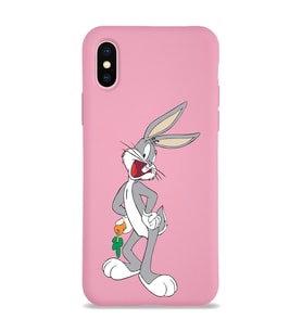 Apple iPhone XS Uyumlu Lansman Kılıf Bugs Bunny Tasarımlı Altı Kapalı İçi Kadife Kaplı  Kapak (Şeffaf)