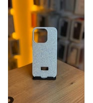 İPhone 15 Pro Uyumlu Taş Desenli Silikon Yumuşak Kılıf (Beyaz)
