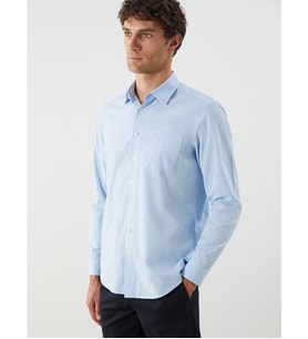 LCWAIKIKI Classic Mavi Regular Fit Uzun Kollu Poplin Erkek Gömlek
