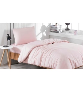 Tek Kişilik Pamuklu Ranforce Lastiksiz Nevresim Takımı 160x220 - Toz Pembe