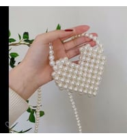 Kalp Şeklinde Mini Çanta (Krem)