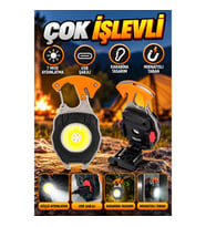Çok İşlevli USB Şarjlı Mini LED Acil Durum Işığı Cep Feneri 7 Mod