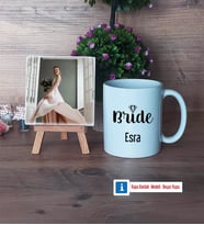 Bride Fotoğraflı Dekoratif Taş, Kupa Bardak Beyaz Hediye (Model 1)