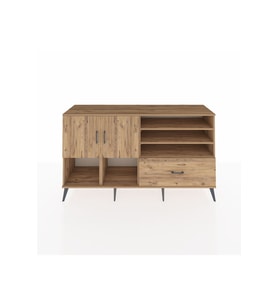 Kronos Konsol 7 Raflı Tek Çekmeceli 2 Kapaklı 176x59x99 Çam-Çam