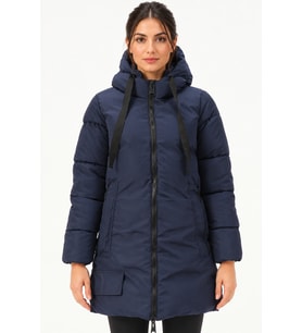 Dewberry Kadın %100 Polyester Kaban Lacivert Z9773 Günlük Dış Giyim, Şehir ve Ofis Stili, Hafta Sonu Kombini