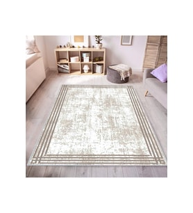 Rovigo Home Dijital Baskı Yıkanabilir Kaymaz Taban Salon Halısı RVG0436 (Krem)
