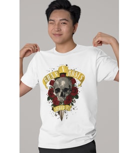 Tasarım Guns 'N Roses Rock Metal Müzik Grubu Baskılı Unisex Oversize Tişört
