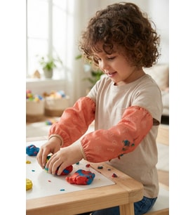 Sıvı Geçirmez Lastikli Bebek Mama Beslenme Kolluğu Seti Çocuk Aktivite Etkinlik Kol Kılıfı Love