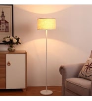 RİOLİGHT RETRO,RUSTİK,VİNTAGE BEYAZ GÖVDE KREM KUMAŞ BAŞLIK LAMBADER KÖŞE LAMBASI