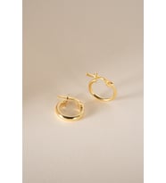 925 Ayar Gümüş Gold Kaplama Yuvarlak Minimal 15 mm Şarnel Halka Küpe