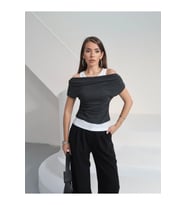 Kadın Aveline Atlet Detaylı Transparan T-Shirt - Buzzy Kumaş