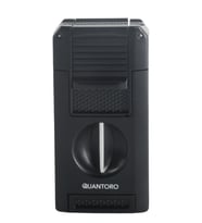Quantoro Çift Torch Pürmüz V-Cut/Delicili/İğneli Siyah Metal Puro Çakmağı - TRZ1094