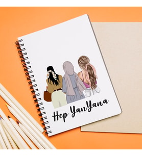 Kız Arkadaş Tesettürlü - Açık ( Hep Yan Yana ) Tasarımlı Defter