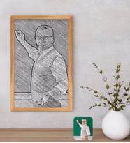 BK Gift Kişiye Özel Erkek Öğretmen Karakalem Tasarımlı Dekoratif Retro Ahşap Çerçeveli Tablo-1
