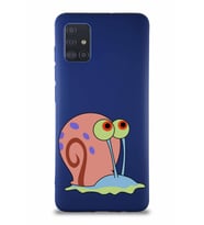 Samsung Galaxy M31S Soft Premier Kapak Salyangoz Gary Tasarımlı Silikon Kılıf - Lacivert (Şeffaf)