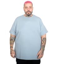 Mode XL Büyük Beden Likralı T-shirt Bisiklet Yaka 20149 Mavi