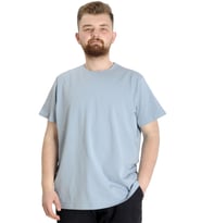 Mode XL Büyük Beden Likralı T-shirt Bisiklet Yaka 20149 Mavi