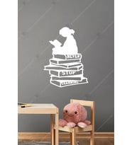 Kitap Okuyan Kız Temalı Ahşap Duvar Dekoru - 20x35 Cm - Çift Taraflı Bant Ile Kolay Montaj (Beyaz)