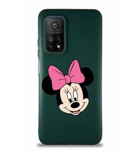 Xiaomi Mi 10T Pro Soft Premier Kapak Minnie Mouse-C Tasarımlı Silikon Kılıf - Yeşil (Şeffaf)