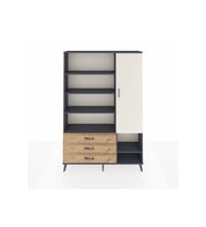 Arges Dolap 9 Raflı 3 Çekmeceli Tek Kapaklı  132x30x195 Antrasit-Aytaşı/Çam