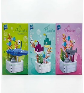 Flowers Building Block Serisi Balıklar Temalı 3lü Blok Seti