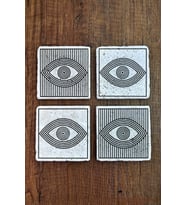 Doğal Taş Bardak Altlığı - 4lü Set - Eye Göz Bardak Altlığı