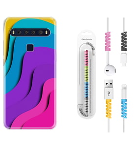 TCL 10L 10 Plus 10SE 20E 20SE 30SE L7 Kılıf Kablo Koruma Spiral Silikon Renk Cümbüşü 1631