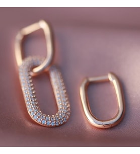 Apm Monaco Modeli Beyaz Zirkon Taşlı Rose Gold Kaplama Gümüş Küpe